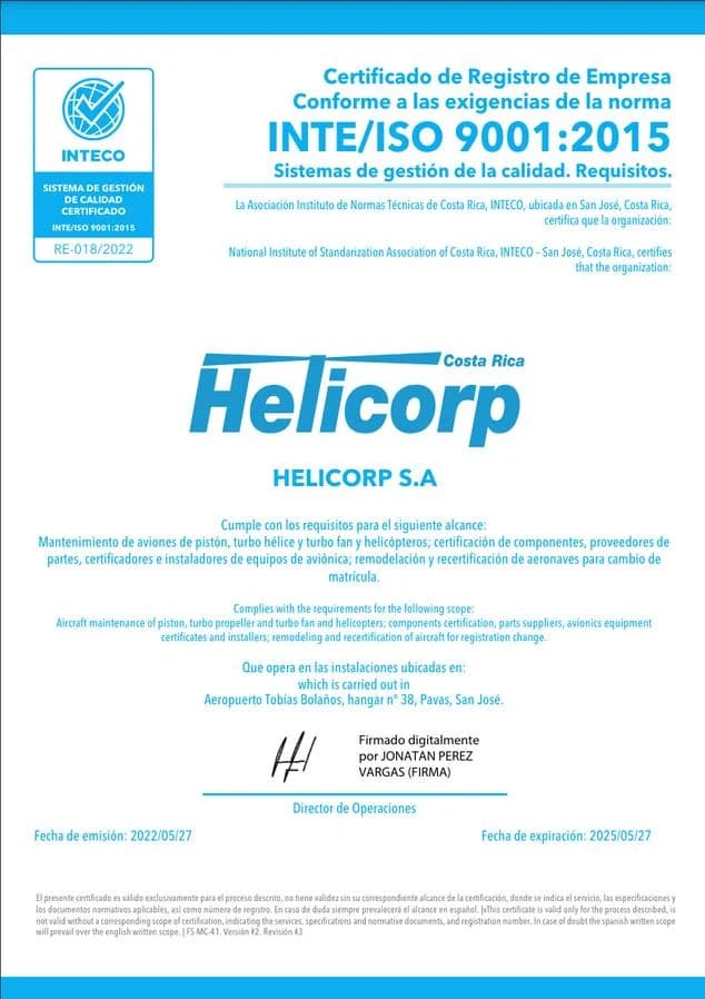 INTECO ISO 9001:2015 Certificate