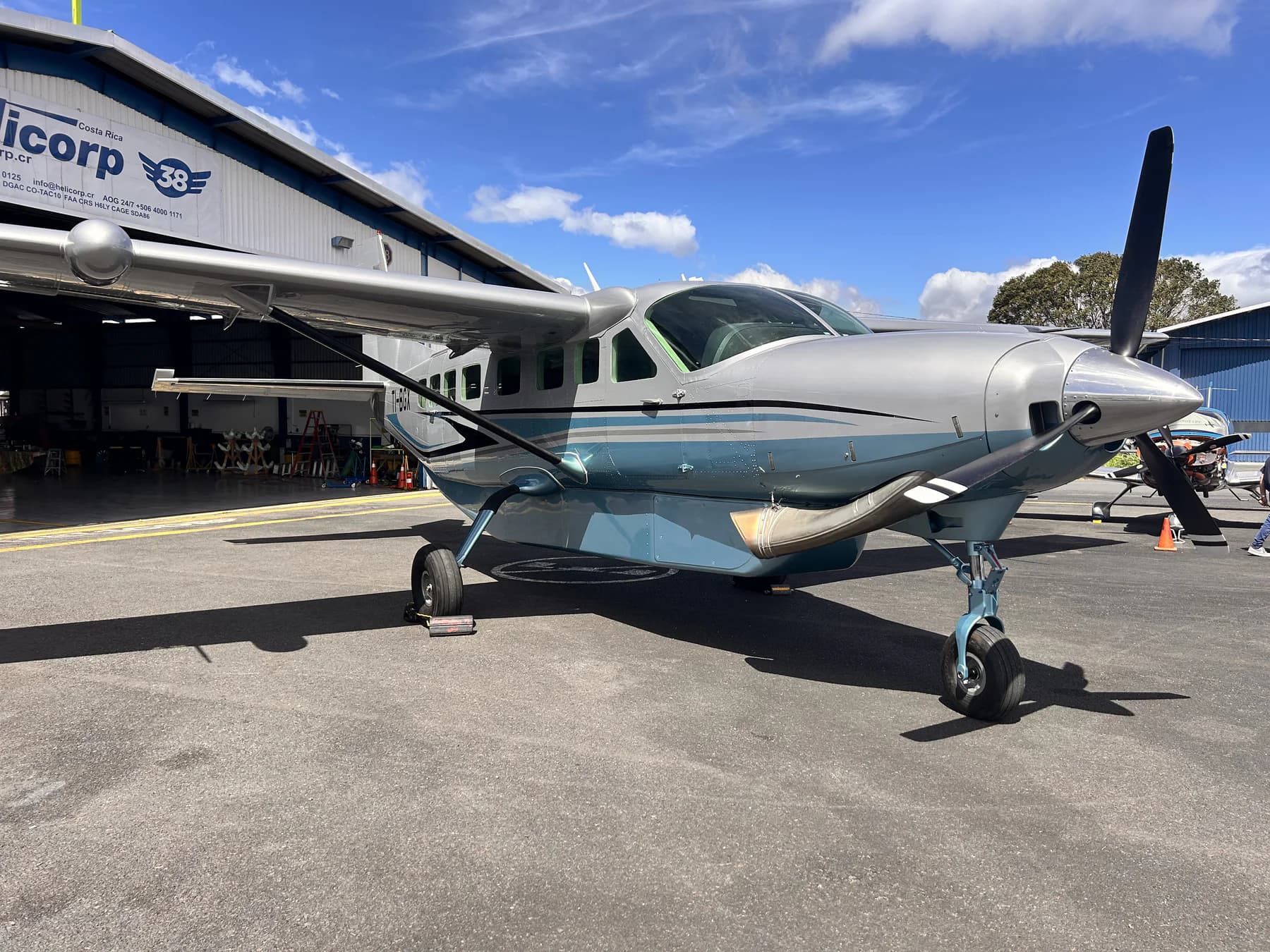 Completed aircraft restoration and refinishing project outside the Aerocorp hangar